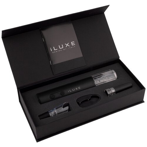 Подарочный винный набор с электроштопором iLUXE Prestige (Черный)