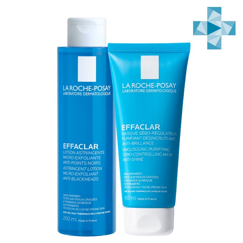 La Roche-Posay Набор для глубокого очищения жирной проблемной кожи (лосьон для сужения пор 200 мл + очищающая матирующая маска 100 мл) (La Roche-Posay, Effaclar)