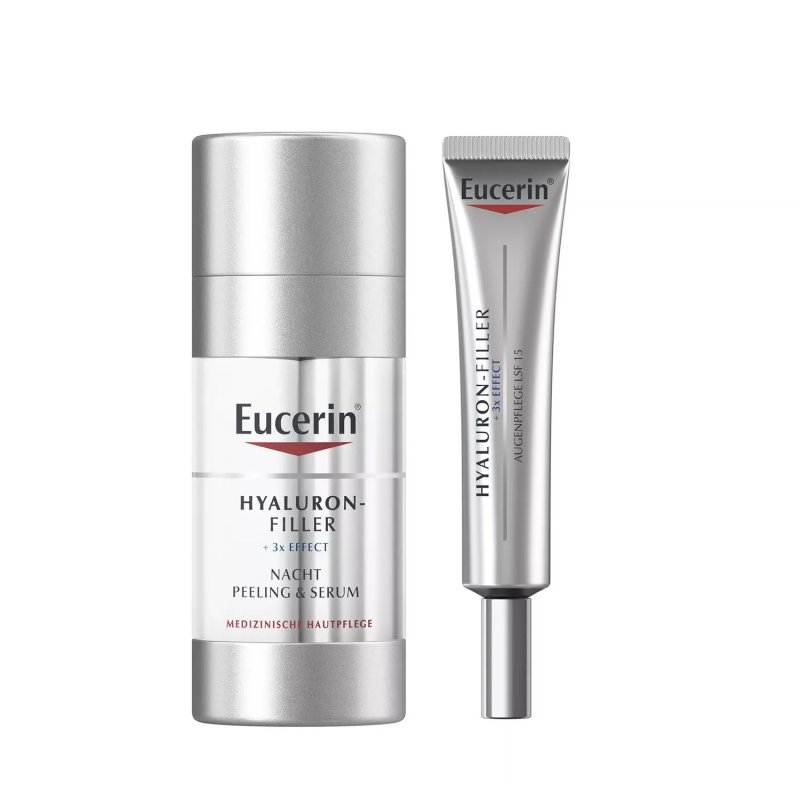 Eucerin Набор для увлажнения кожи: крем для кожи вокруг глаз 15 мл + ночной эксфолиант-сыворотка 30 мл (Eucerin, Hyaluron-Filler)