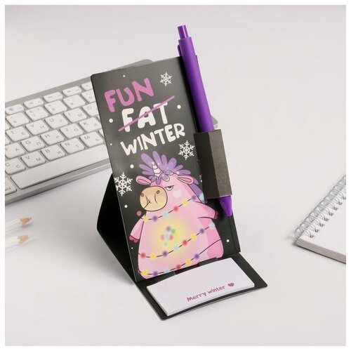 Ручка на открытке с бумажным блоком Fun winter, 20 листов