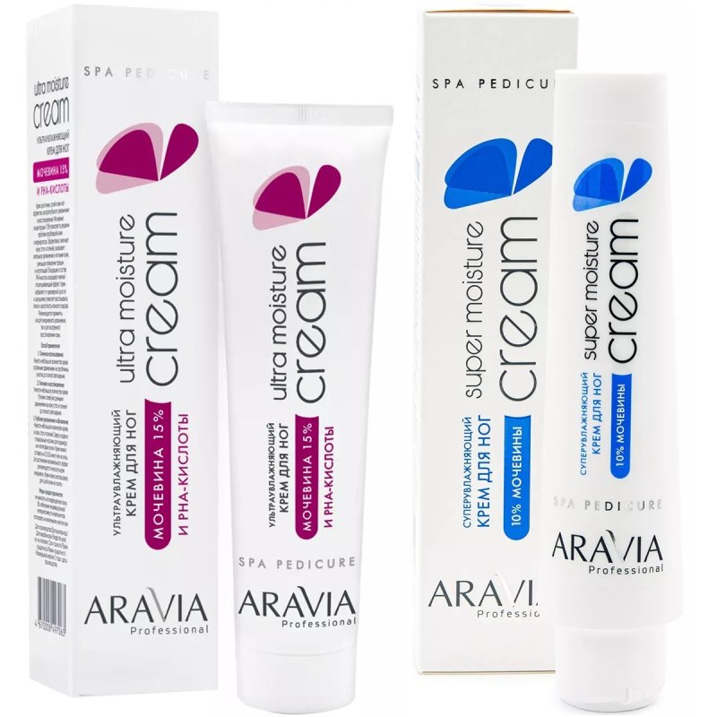 Aravia Professional Набор для ухода за кожей ног: крем ультраувлажняющий, 100 мл + суперувлажняющий крем, 100 мл (Aravia Professional, SPA педикюр)