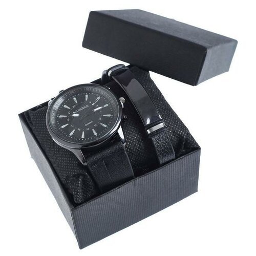 Подарочный набор 2 в 1 'Bolingdun': наручные часы, d=4.6 см, браслет