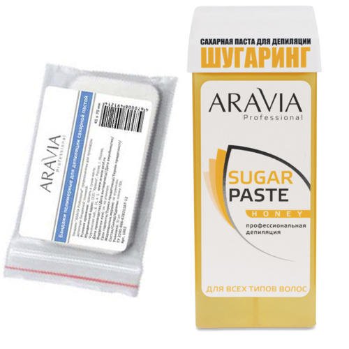 Aravia Professional Комплект Бандаж полимерный, 45х70 мм, 30 шт + Паста для шугаринга в картридже 'Медовая', 150 гр (Aravia Professional, Spa Депиляция)