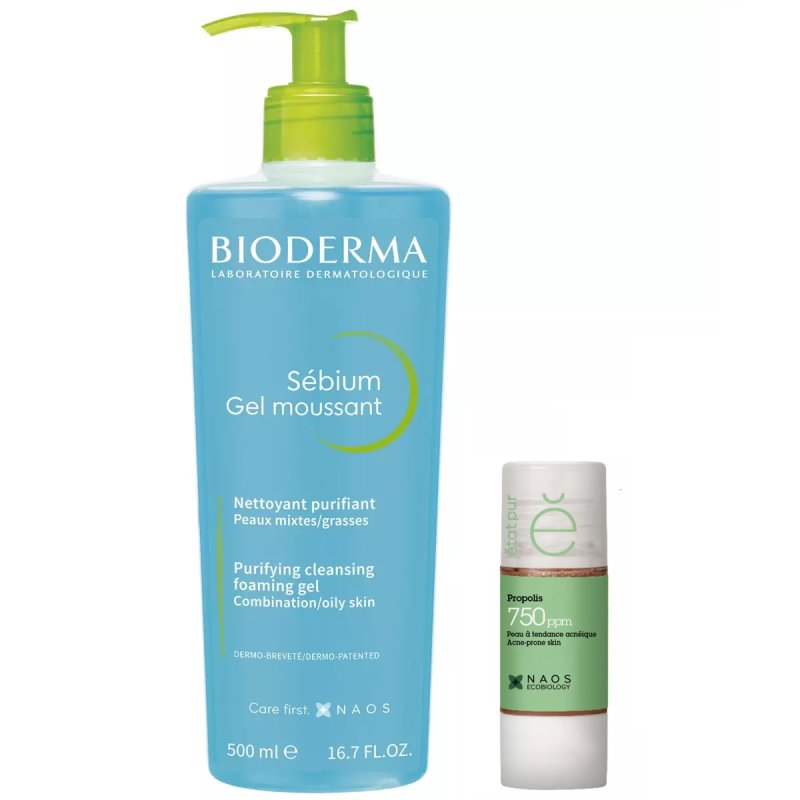 Beauty сеты Набор: Bioderma очищающий гель Sebium 500 мл + Etat Pur сыворотка с прополисом 15 мл (Beauty сеты, Для лица)