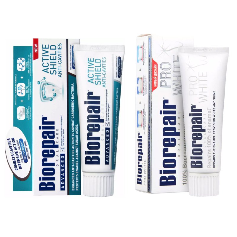 Biorepair Набор зубных паст для защиты эмали и сохранения белизны зубов, 2х75 мл (Biorepair, Отбеливание и лечение)