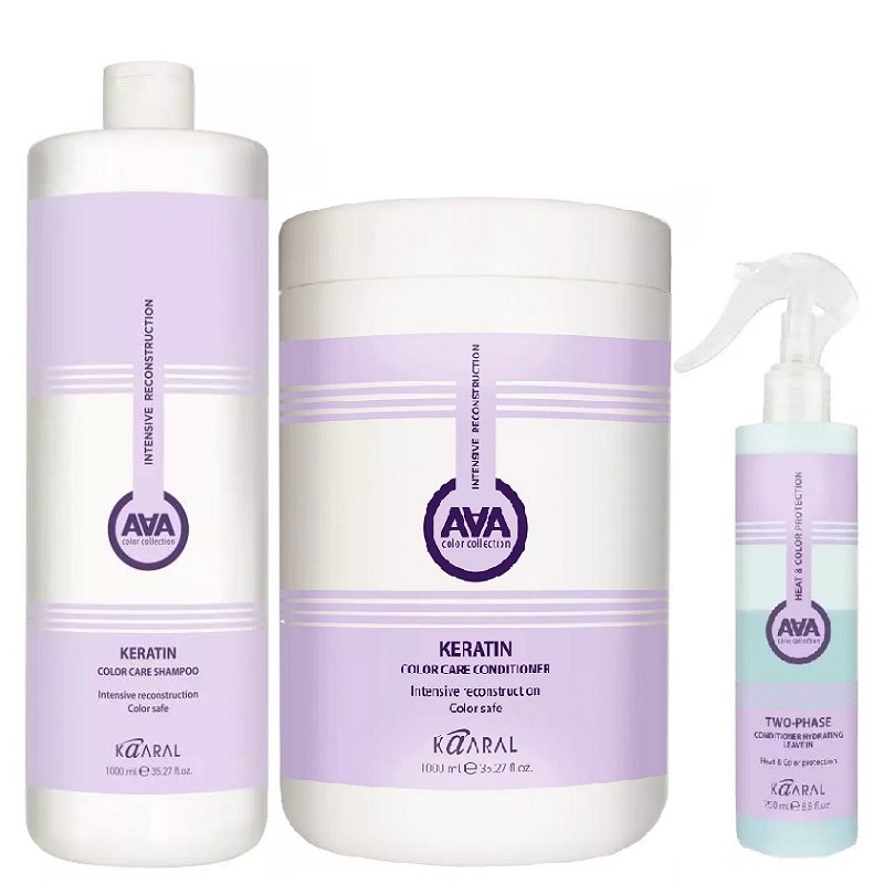 Kaaral Набор для восстановления окрашенных и химически обработанных волос: шампунь, 1000 мл + кондиционер,1000 мл + спрей, 250 мл, 1 шт (Kaaral, AAA)