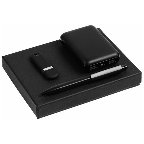 Набор Dualist Memo, малый, черный, 8 Гб, аккумулятор: 8,9x6,3x1,2 см; ручка: 14,7х1,1 см; флешка: 6,7х2х0,7 см; коробка: 17х13х2,9 см, флешка - пласт