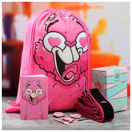 Набор Grace Dance: сумка на лямках, набор значков, блокнот, эспандер для растяжки, цвет розовый