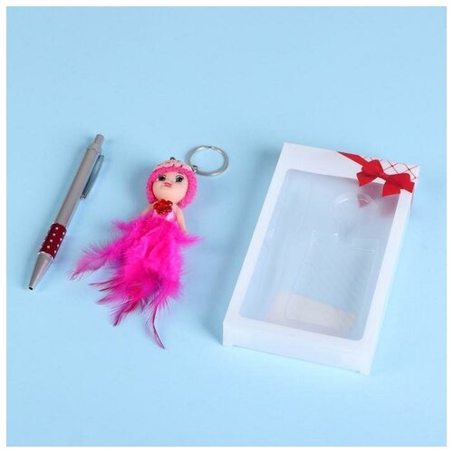 Набор подарочный 2в1 (ручка, брелок-кукла розовая), микс