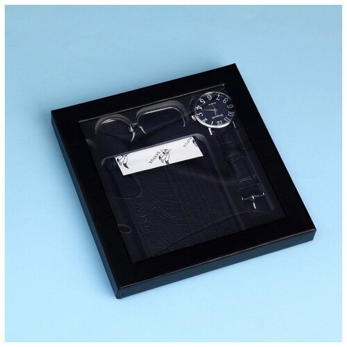 Набор подарочный 4в1 (ручка, кошелек, часы, брелок) , микс 7029961