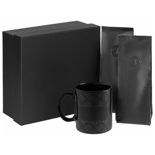Набор Hard Work Black, кружка: диаметр 8 см, высота 9,5 см; кофе: 8х20х7 см; упаковка: 23х20,7х10,3 см, кружка - фаянс; упаковка кофе - полиэтилен, а
