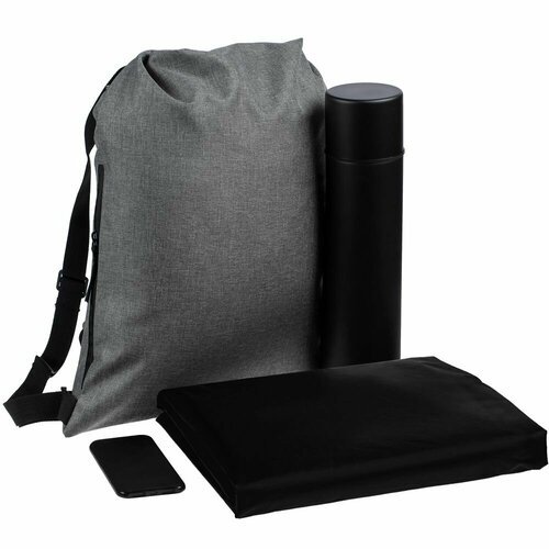 Набор Campani, черный, рюкзак: 34,5х48 см, термос - нержавеющая сталь; пластик; аккумулятор - пластик, покрытие софт-тач; дождевик - полиэстер 100%,