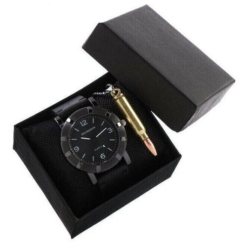Подарочный набор 2 в 1 'Bolingdun': наручные часы, 4.6 см, кулон (1 шт.)