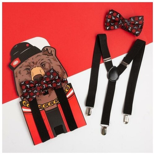 Набор мужской KAFTAN подтяжки и галстук-бабочка 'Медведь'