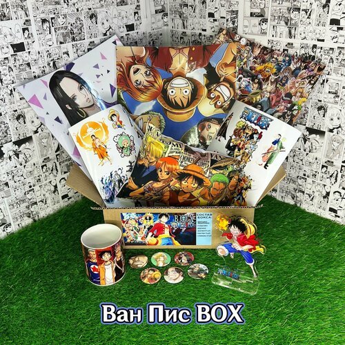Аниме (anime) бокс Подарочный набор 'Ван Пис' /' Большой куш' / One Piece с Акриловой фигуркой и Подушкой (32х19х13 см)