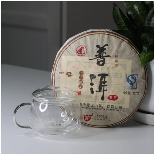 Набор чайный ЛiСТ (LIS51170) Чай Пуэр кунминг / Pu-erh KUNMING (7832) 357гр, Кружка стеклянная заварочная 200 мл