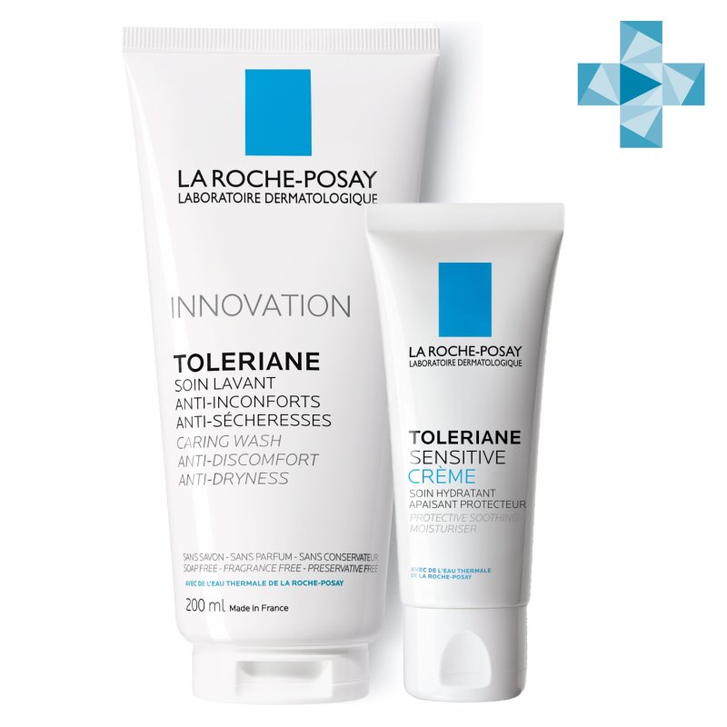 La Roche-Posay Набор Sensitive для чувствительной кожи (увлажняющий крем с легкой текстурой 40 мл + очищающий гель для 200 мл) (La Roche-Posay, Toleriane)