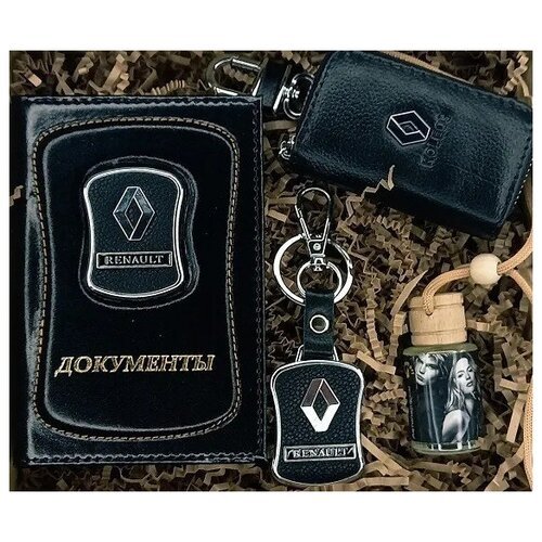 Подарочный набор Аксессуаров автолюбителя мужчин и женщин Авто Обложка для документов брелок для ключей с логотипом авто парфюм ключница Renault Рено