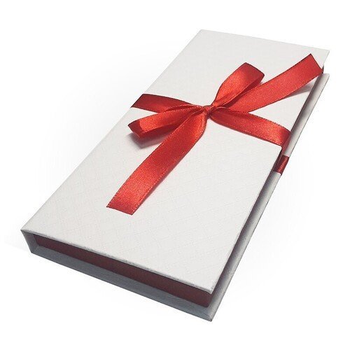 Подарочная коробка для денег, с бантом, тиснение, 17,2 х 8,3 х 1,6 см, белый-бордовый