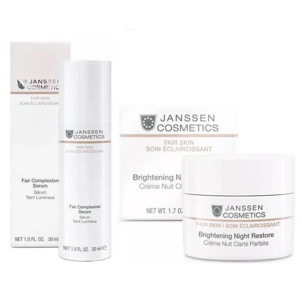 Janssen Cosmetics Набор 'Осветляющий': ночной крем 50 мл + сыворотка 30 мл (Janssen Cosmetics, Fair Skin)