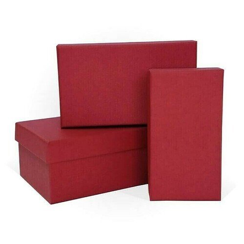 Коробка подарочная тиснение Лен, 230x230x130 мм, красная