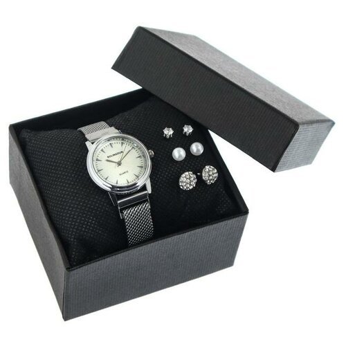 Подарочный набор 2 в 1 'Bolingdun': наручные часы, d=2.8 см, серьги