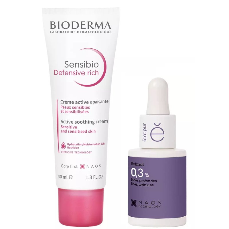 Beauty сеты Набор: Bioderma насыщенный крем Sensibio Defensive 40 мл + Etat Pur сыворотка с ретинолом 15 мл (Beauty сеты, Для лица)