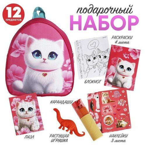 Подарочный набор с рюкзаком для детей Пушистый котик