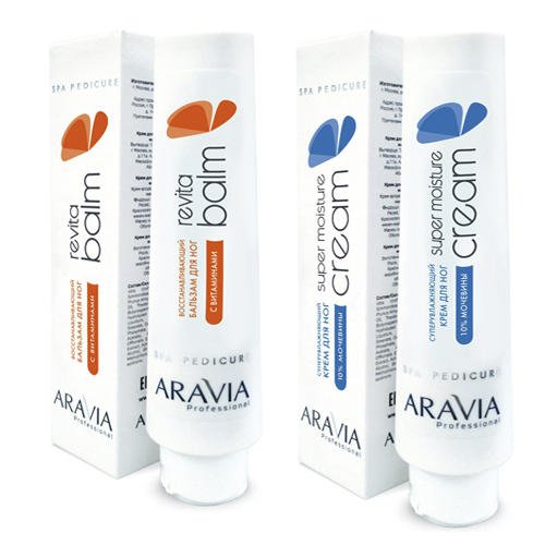 Aravia Professional Комплект Восстанавливающий бальзам для ног с витаминами 'Revita Balm' 100 мл + Суперувлажняющий кре (Aravia Professional, SPA педикюр)