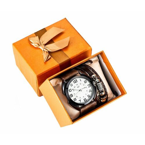 Подарочный набор MyPads M-155733 кварцевые часы + браслет красивый модный подарок мужчине парню другу сыну брату на совершеннолетие на День рожде.