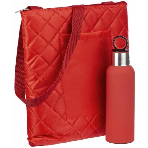Набор Nest Rest, красный, плед-сумка: 30х38х5 см, термобутылка - металл, покрытие софт-тач; плед - полиэстер