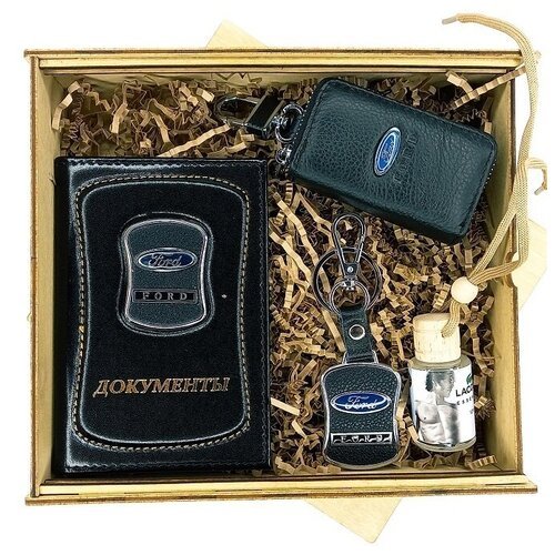 Подарочный набор автолюбителя мужчин и женщин Обложка для документов брелок ключей с логотипом парфюм ключница Ford Форд набор автомобилиста
