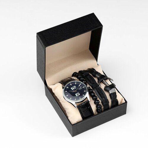 Мужской подарочный набор 'Якорь' 2 в 1: наручные часы, браслет 10068401