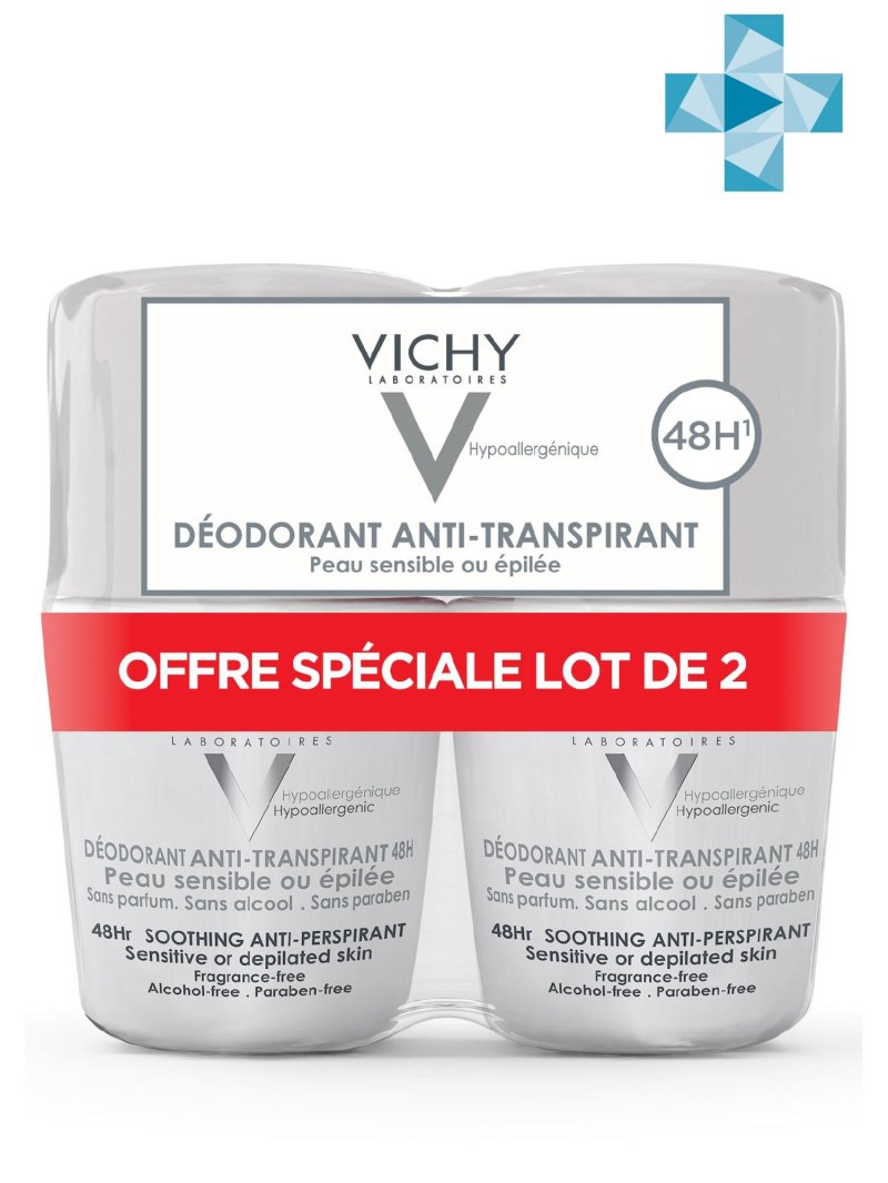 Vichy Дуопак Дезодорант 48 ч для чувствительной кожи, 2 х 50 мл (Vichy, Deodorant)