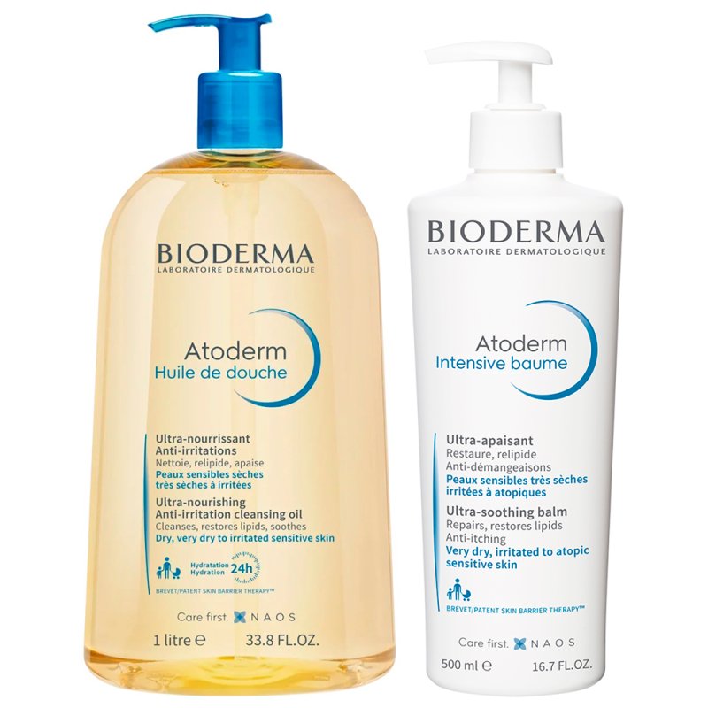 Bioderma Набор: бальзам Intensive 500 мл + масло для душа 1 л (Bioderma, Atoderm)
