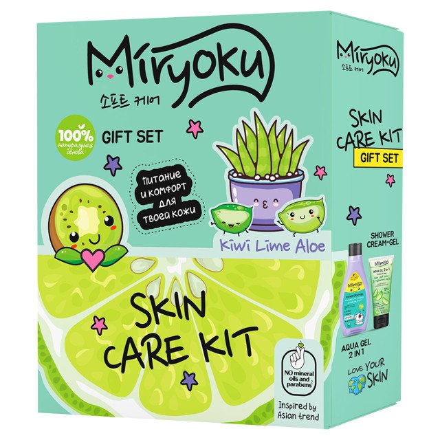 набор MIRYOKU Skin Care Kit: гель для душа 300мл, гель для лица и тела 2в1 150мл